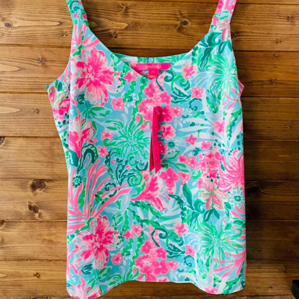 Nadia Cami Tank Top Blouse Shirt in Leaf It Wild Size L NWT Lilly Pulitzer